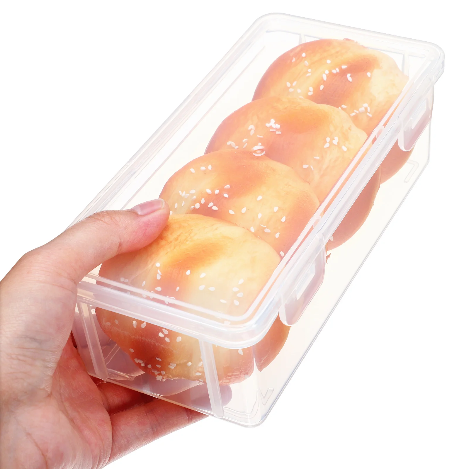 

2Pcs Fridge Organizer Box Lightweight Sealed Food Storage Container Bread Holder Kitchen Condiment Keeper Bread Storage Box