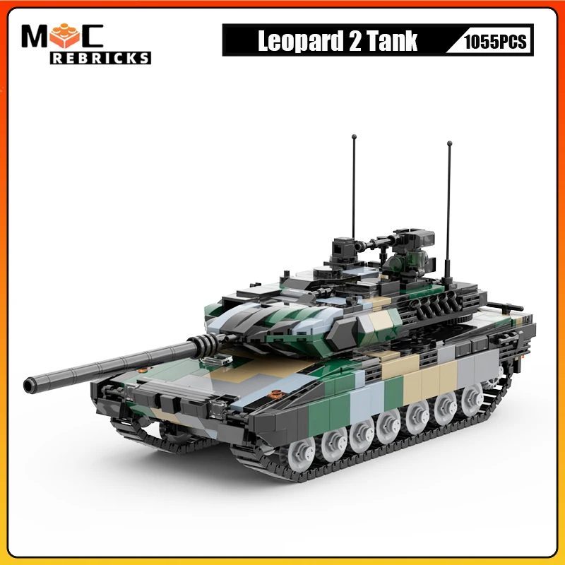 WW2 Leopard 2A7 German Main Battle Tank MOC Building Blocks Military Battle Weapon Model DIY Technology Bricks Kid Toys Gifts