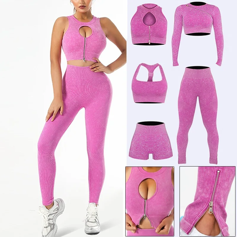 Cloud Hide Yoga Set Gym Seamless Clothing Sportswear Women Fitness Tracksuit Shirt Bra Top High Waist Leggings Pants Sports Suit