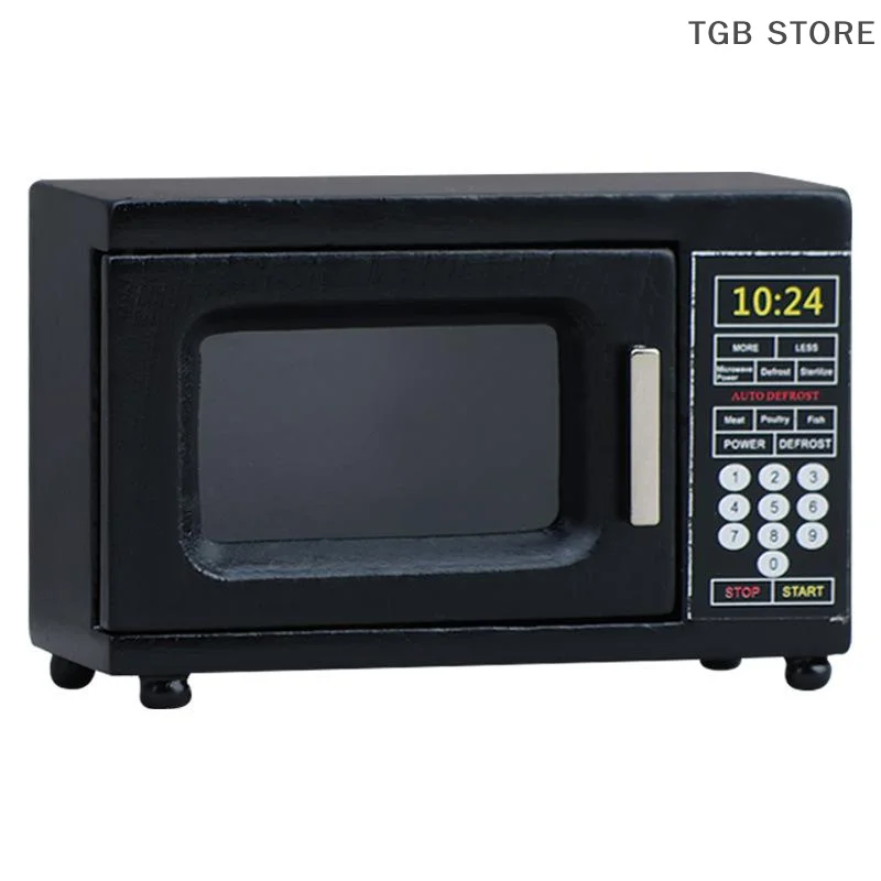 

1:12 черная миниатюрная микроволновая печь, мебель для кукольного домика, домашняя модель, декор, игрушка, аксессуары для кукольного дома