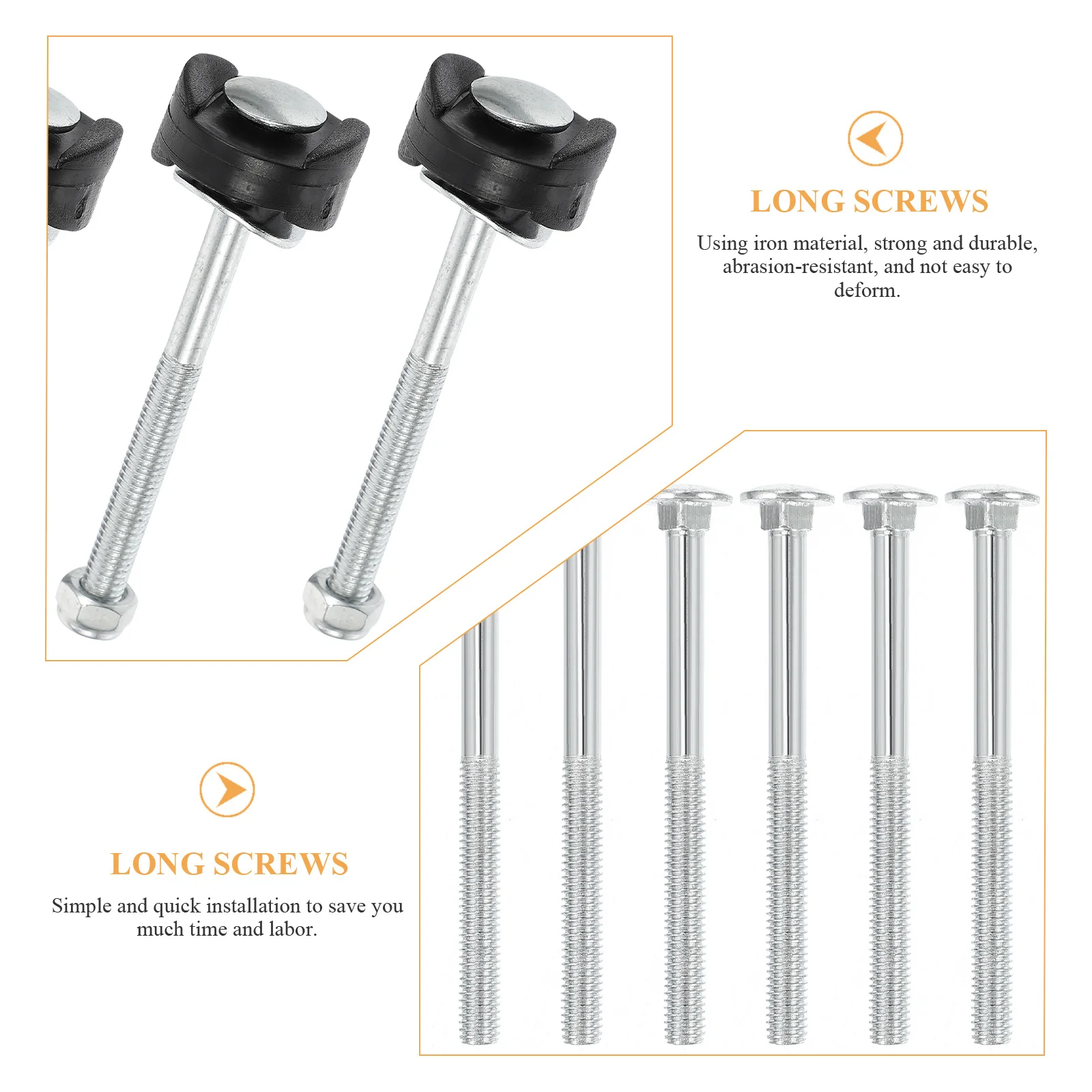 

12pcs Trampoline Screws Iron Fasteners For Kids Trampoline Safety Fixing Long Replacement Parts Durable Stability Tools