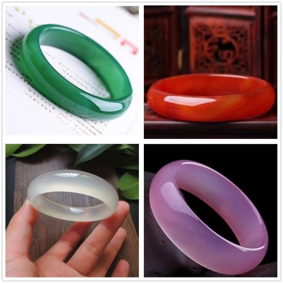 Chinese 100% Natural Agate JADE Jadeite Bead Beads Bangle Bracelet Size56mm-62mm