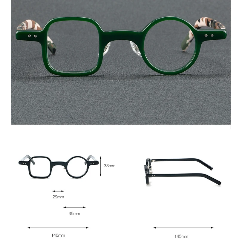 نظارات أسيتات مضادة للضوء الأزرق ، إطار قصر النظر ، وصفة طبية قابلة للتخصيص ، نظارات دائرية ومربعة واحدة ، VCKA إلى 10 #2