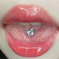 1PC Surgical Steel Bone Shape Heart Zircon Tongue Barbell Piercings Ball Tongue Barbell Rings Fashion Piercing Body Jewelry