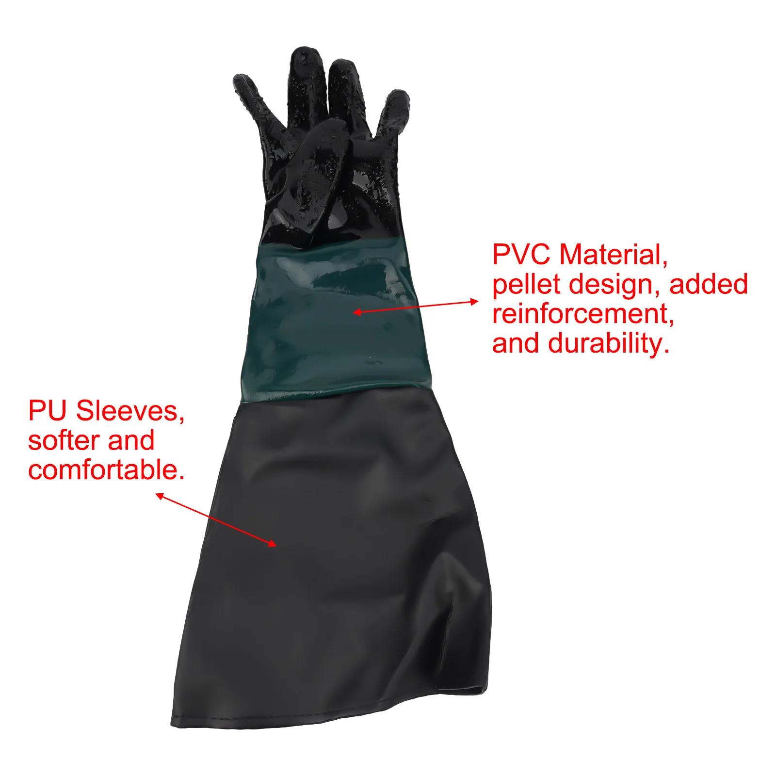 Imagem -05 - Confortável Costura Jateamento Luvas Pvc Preto e Algodão Areia Jateamento Luvas 60cm 236