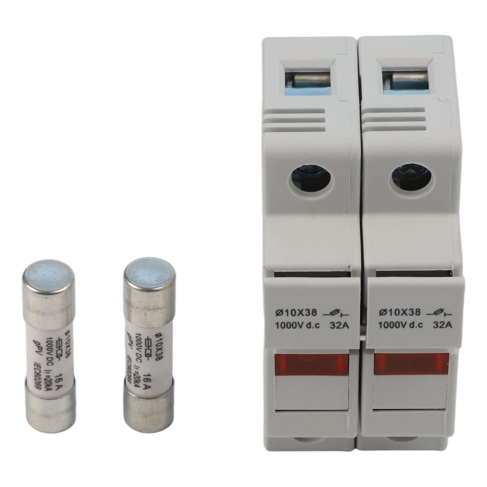 

LED 2P Fuse Holder for Solar Applications Designed for DC1000V Works with 10x38mm Fuses 16A 30A for Optimal Protection