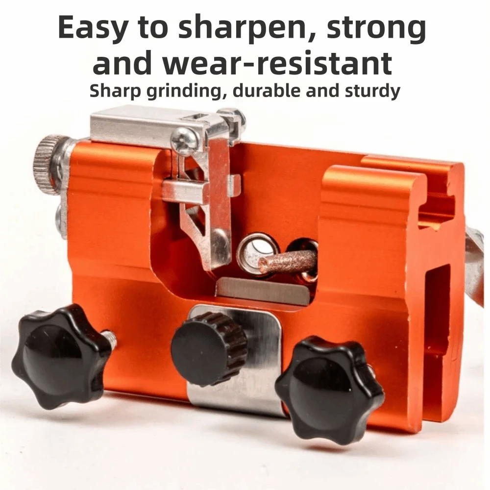 

Portable Chainsaw Sharpener Jig Hand Crank Quick Grinding Chainsaw Sharpener Kit Sharpening Stone Chain Clamp Chain Sharpener