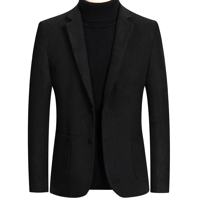 New Spring Autumn Men Woolen Blazers Jackets Cashmere Business Casual Suits Coats Quality Male Slim Blazers Wool Coats Size 4XL