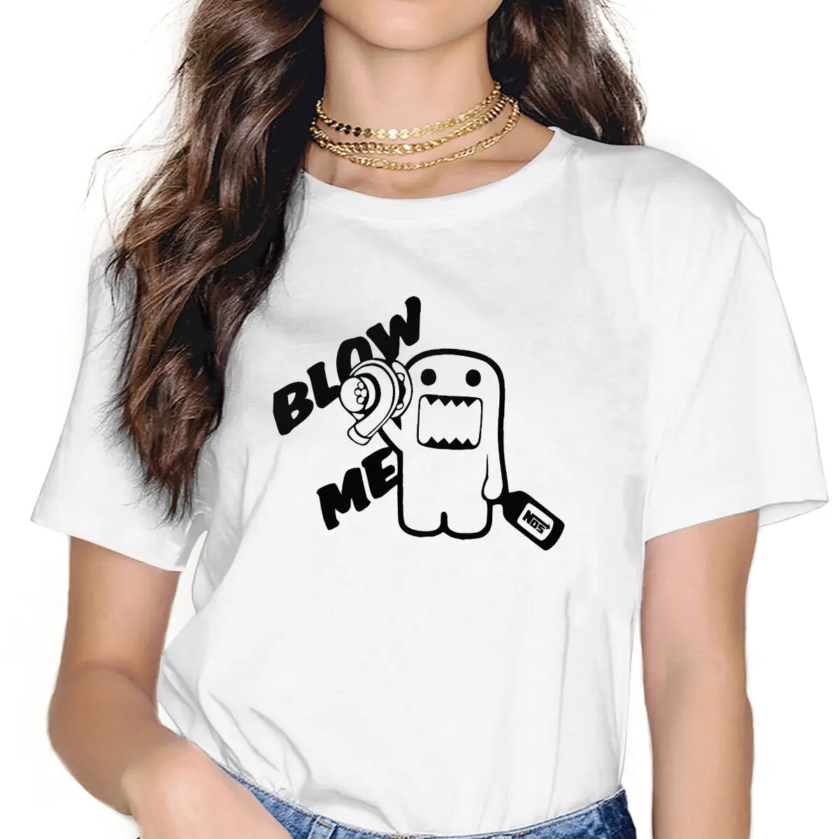 Anime Domo Kun Blow Me Tshirt Homme Women's Streetwear Unisex Polyester Blusas T Shirt For Women