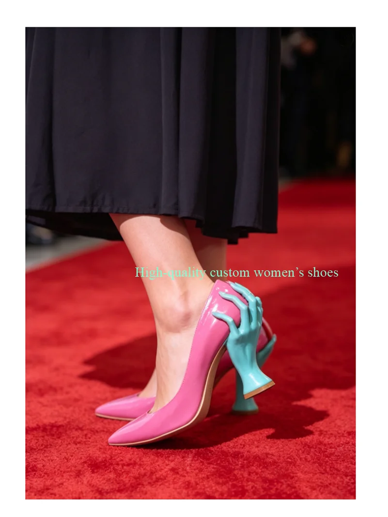 

Blue Sculptural Heel Pink High Heel Pointed Toe Asakuchi Luxury Women's Footwear Best-seller Runway Shoes Handcrafted