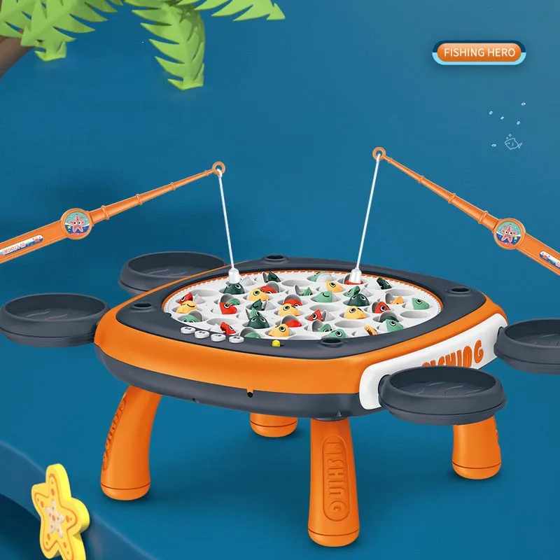 Gioco di pesca rotante elettrico per bambini Set di piatti musicali per pesci giocattoli magnetici per sport all'aria aperta per bambini giocattoli da pesca per bambini