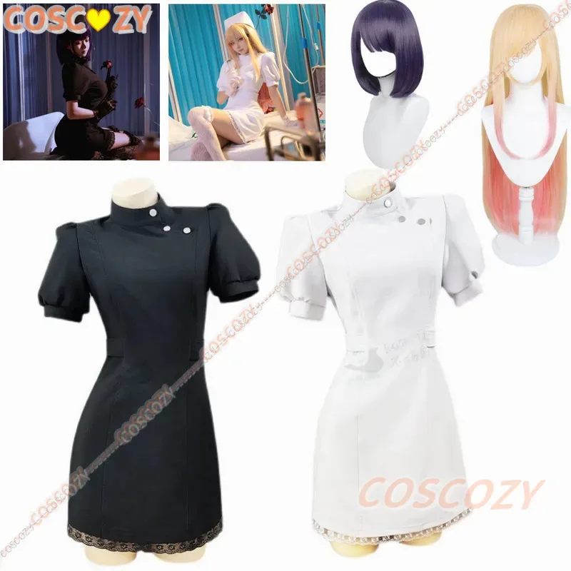 2025 11 My-Up دارلينج مارين كيتاجاوا أزياء تنكرية موحدة كورو شيزوكو أسود أبيض ممرضة فستان مجموعة أنيمي البدلة