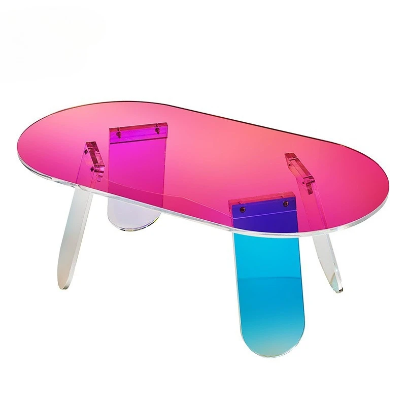 Colorful Acrylic Coffee Table Modern Simple Living Room Sofa Small Side Few Bedroom Balcony Rectangular Rainbow