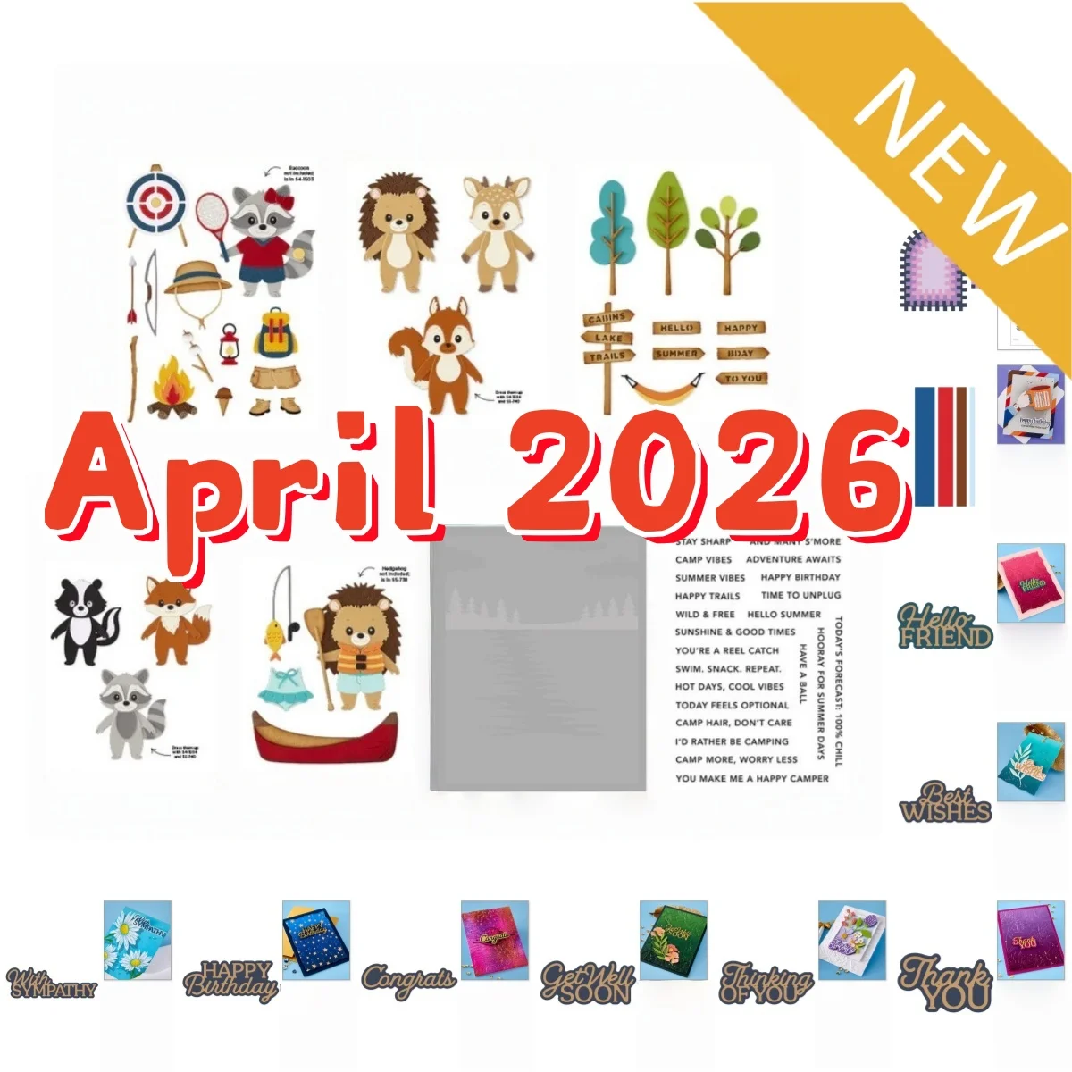 

2026 New Summer Camp Metal Cutting Dies Clear Stamps Layering Stencil for DIY Greeting Card Making Scrapbooking Craft Paper