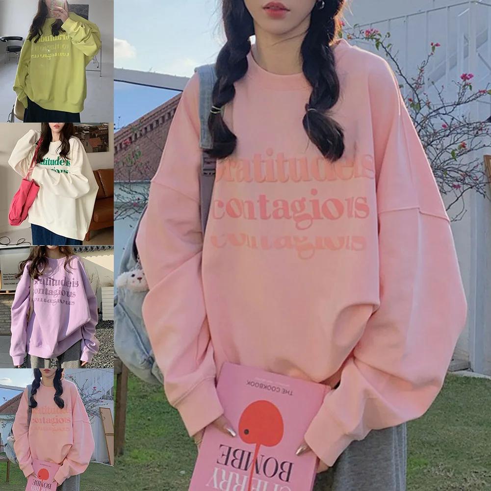 

Женская/женская/девушка, осенняя бархатная свободная толстовка с буквенным принтом и длинными рукавами, модный повседневный пуловер