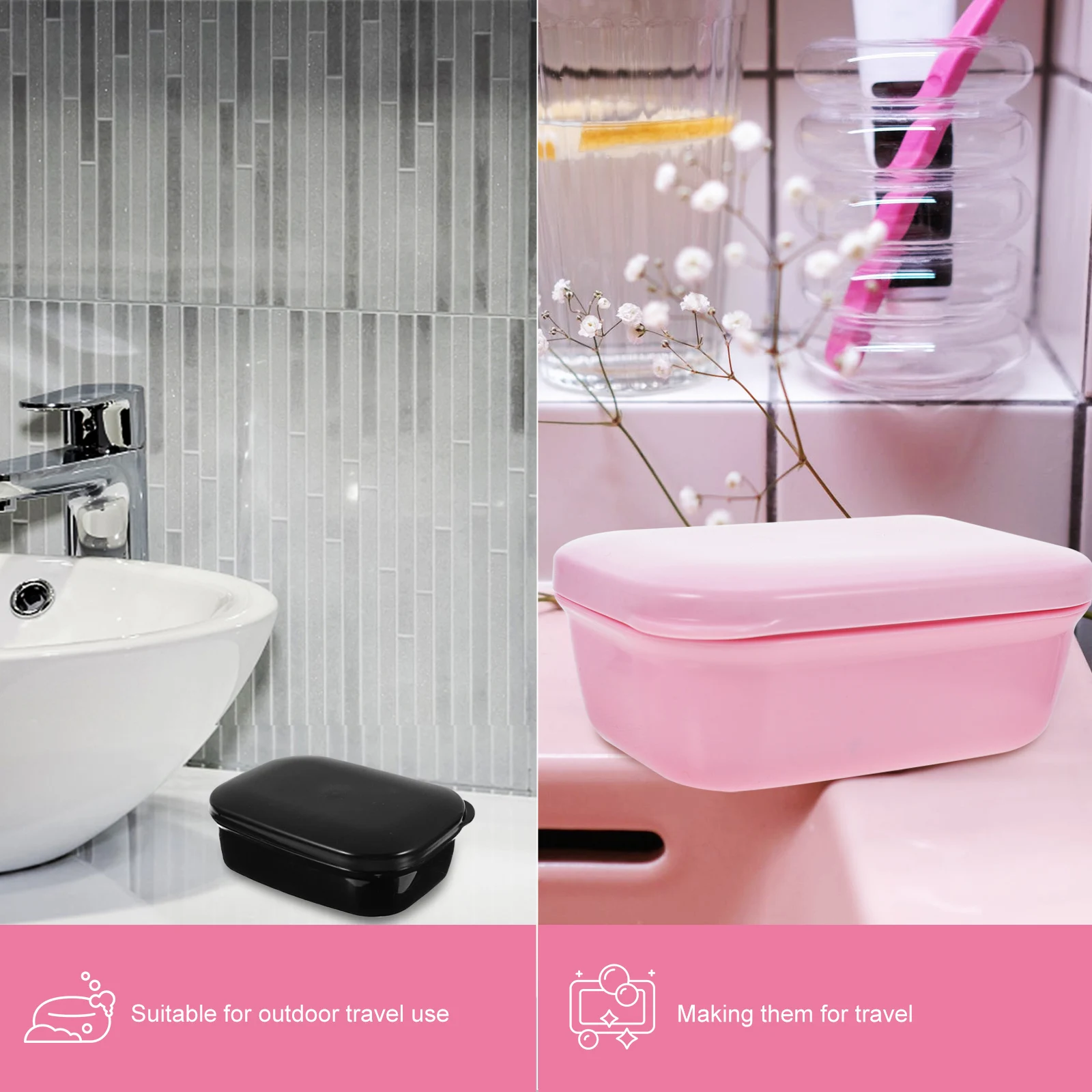 

4pcs Waterproof Storage Box Double Layer Travel Box Portable Plastic Case Outdoor Hygienic Holder Travel Supplies Soap