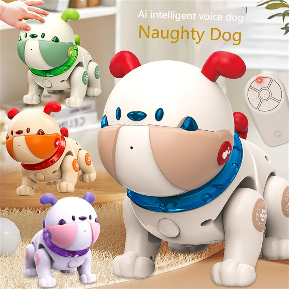 Children's AI smart voice dog with light music touch sensing remote control robot dog early education interactive toy gift