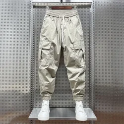 Cargo Pants for Men Multipockets Stretch Joggers Khaki Trousers Man Harem Multi Pocket Cotton Harajuku Oversize Korean Style Y2k