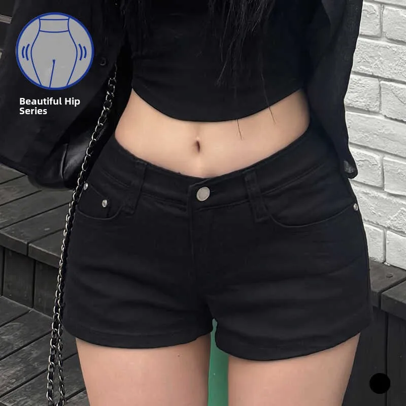 Sexy Low Waist Denim Shorts Women's Butt Enhancing Elastic Hot Pants Short Length Zipper Closure Summer Fashion Ladies' Jeans