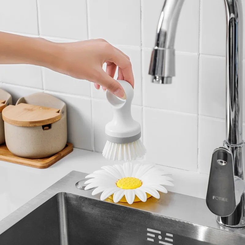 Flower Shaped Soap Dish with Drain, Anti-Slip Bumps, Plastic Soap Sponge Dishes Holder for Bathroom Sink, Soap Storage Dish