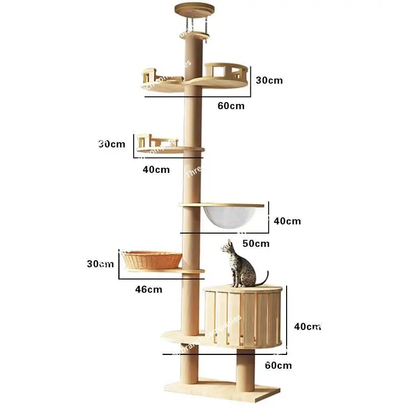 Cat Climbing Frame,Tongtian Pillar Cat Jumping Platform, Solid Wood Shelf Does Not Occupy