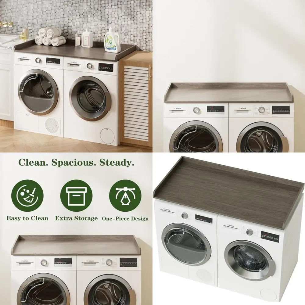 

Gray Wooden Laundry Countertop for Washer and Dryer, 27.6 x 54, Ideal for Organized Laundry Room Storage