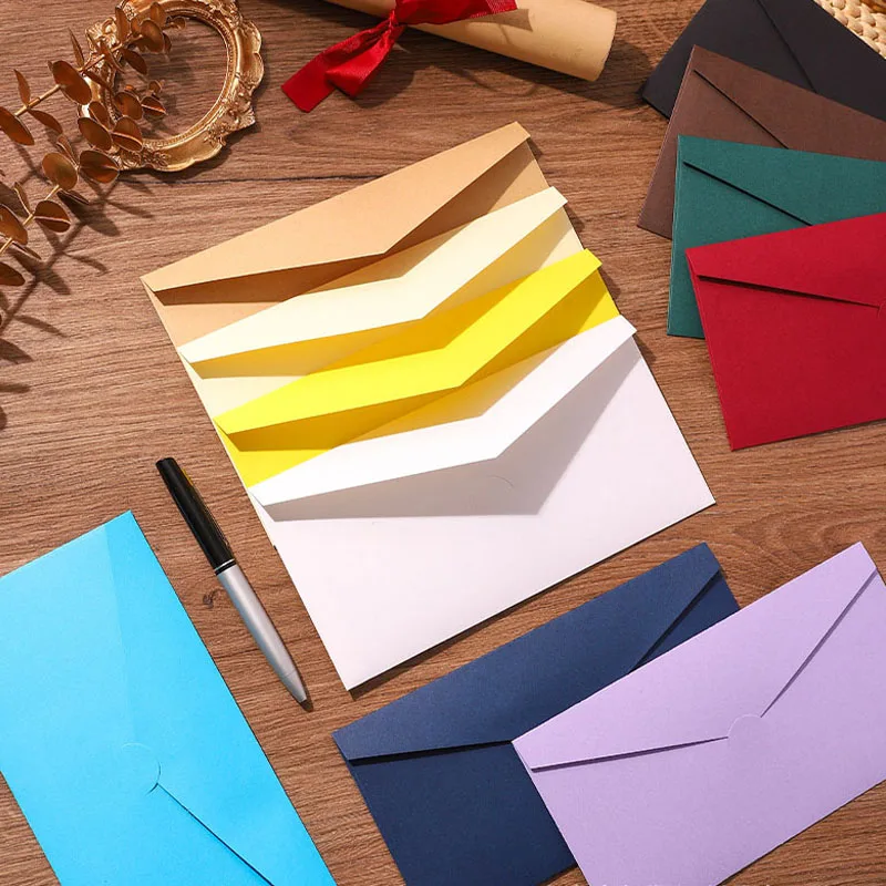 100pcs/lot 22x11cm Envelope High-grade150g Paper Colorful Envelopes for Wedding Invitation Business Supplies Stationery Packing