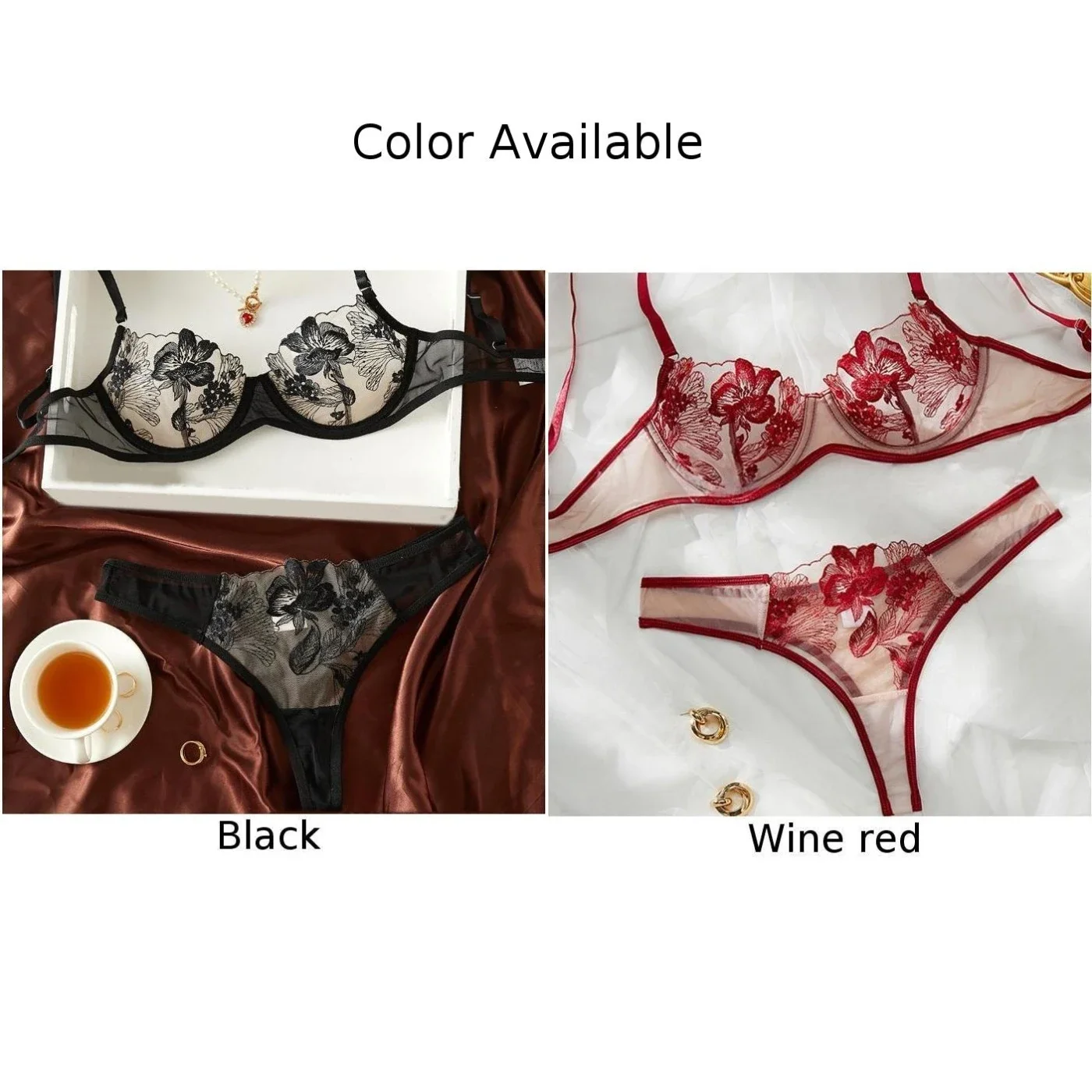 المرأة الدانتيل الشفاف مجموعة الملابس الداخلية الجميلة مثير التطريز شبكة انظر على الرغم من الصدرية مجموعة الملابس الداخلية بيكيني سراويل منخفضة الارتفاع