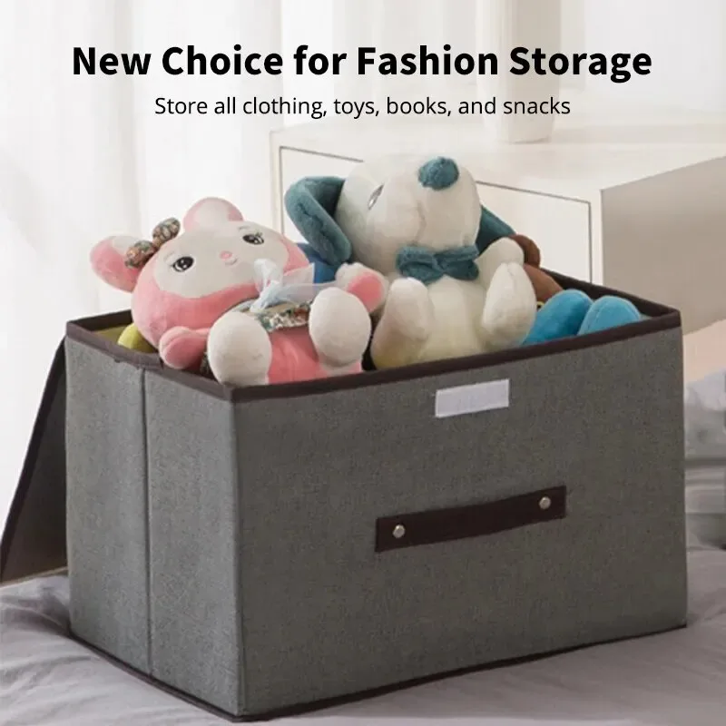 Foldable Gray Non-Woven Storage Box with Handle Home Organizer for Clothing Underwear Socks Toys Cosmetics Closet view 2