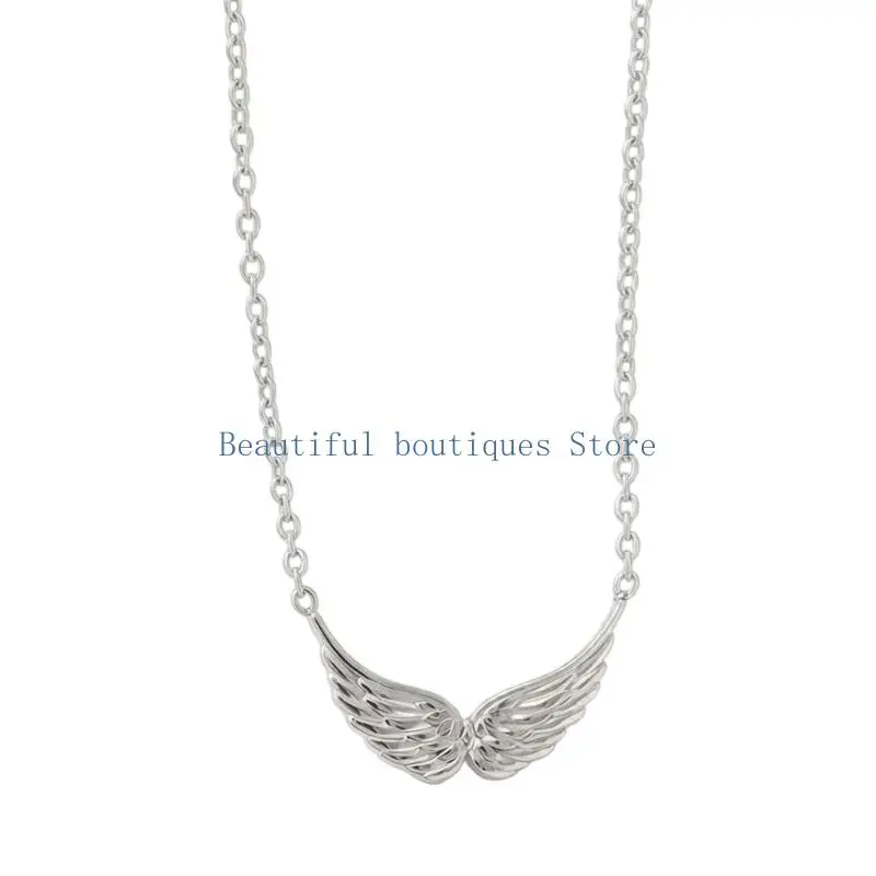 U4LF Fashionable Angel Pendant Necklace, Stainless Steel Collarbone Chain for Daily Outfits, Layering