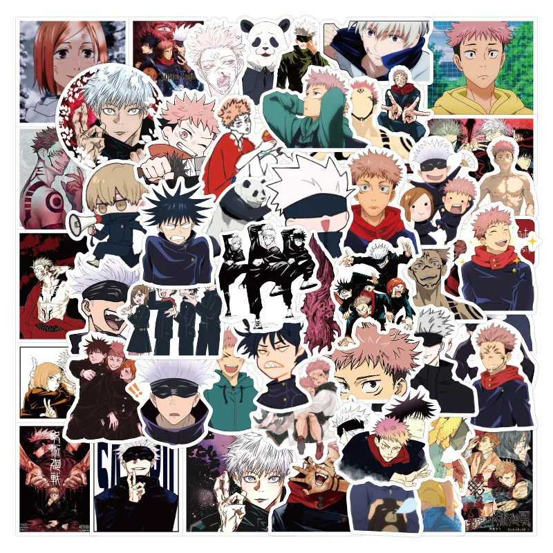 50 Stück Anime Jujutsu Kaisen Graffiti Wasserfeste Deko-Aufkleber für Laptop, Skateboard, Gitarre, Kühlschrank & Schreibtisch