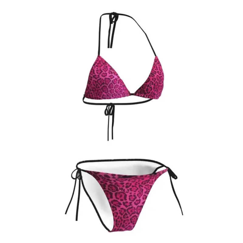 الألفية Y2K Shibuya الساخن فتاة ليوبارد نمط بيكيني الصيف الساخن فتاة التخسيس قطعتين مجموعة الشاطئ الربيع الساخن نقع