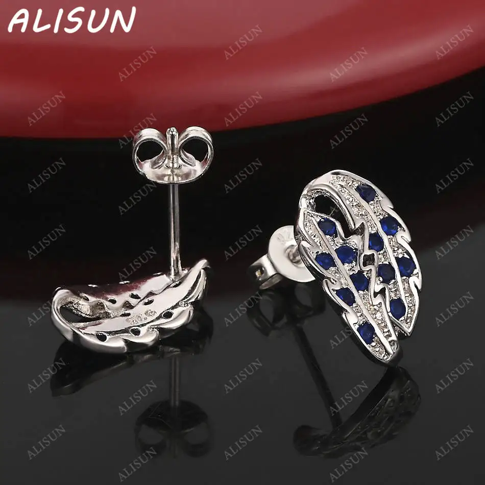 

ALISUN 925 Sterling Silver Zircon Leaf Earrings Stud Earrings For Women Charm Trend Birthday Gifts Fashion Party Fine Jewelry