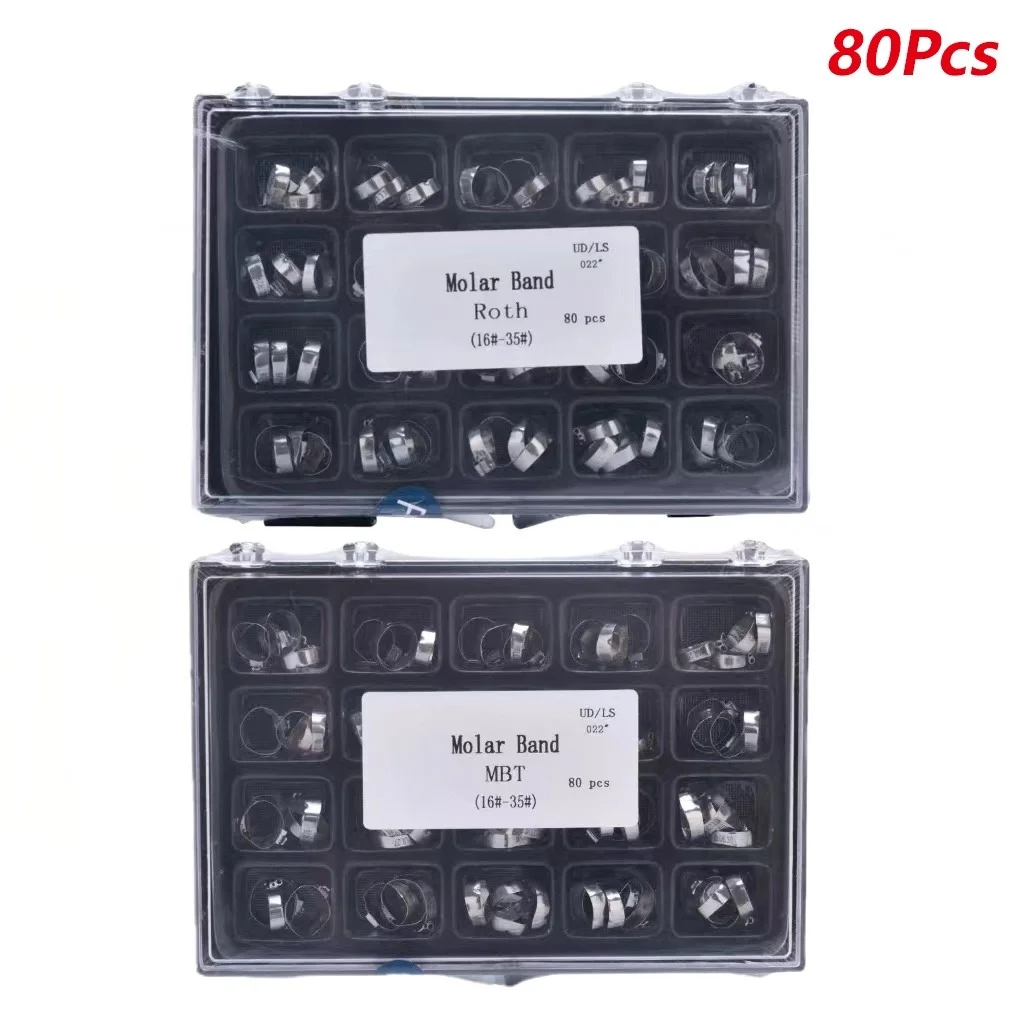 

80Pcs Dental Molar Plain Bands Straight Arch Wire with Ring MBT / Roth 16 # - 35 # Orthodontic Materials