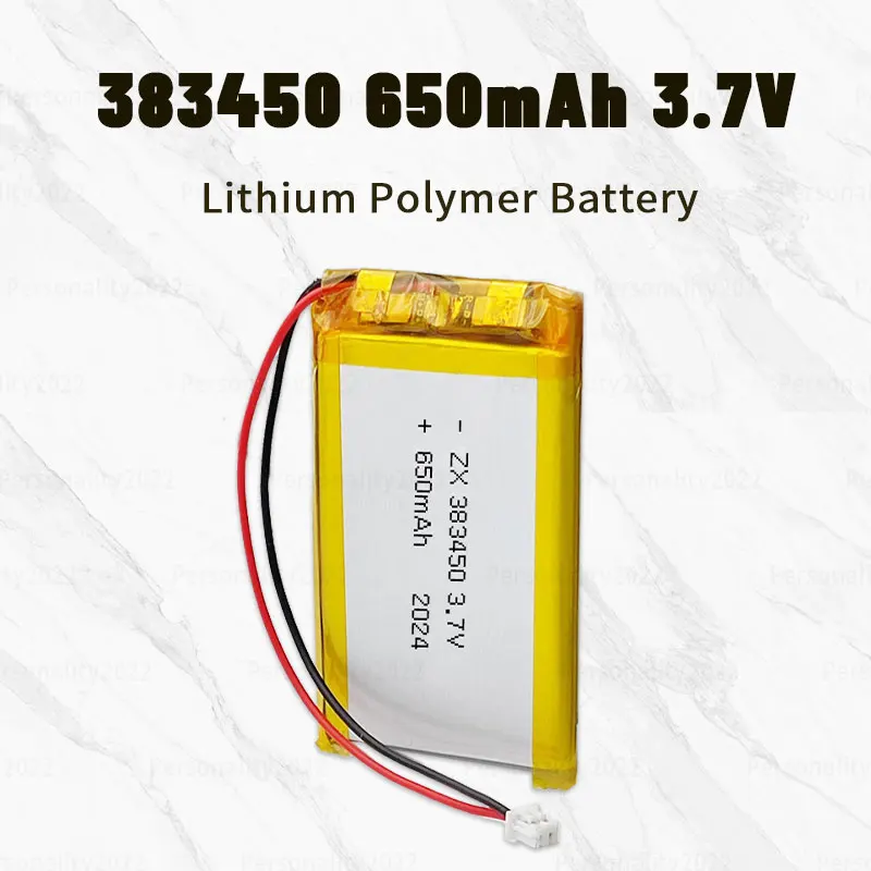 

3.7V Li Po 383450 Battery Lipo 650mAh Lithium Ion Polymer Rechargeable Li-ion Batteries for Water Dispenser Massager DVD MP3