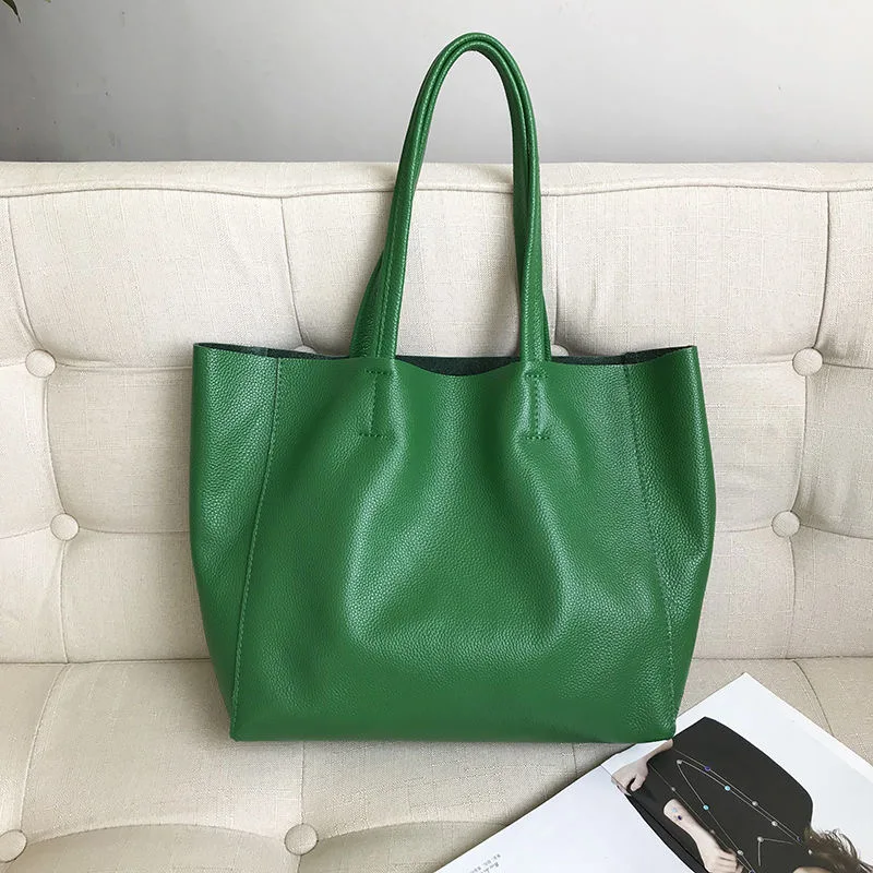 Genuine Leather Women big Shoulder Bag Soft New Luxury Natural Leather Bag Laptop Handmade Large korea new Handbag tote bag