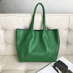 Genuine Leather Women big Shoulder Bag Soft New Luxury Natural Leather Bag Laptop Handmade Large korea new Handbag tote bag