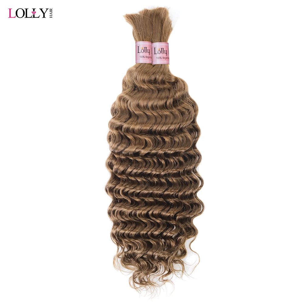 #30 Dark Brown Bulk Human Hair For Braiding  Brown Deep Wave Human Hair Bundles No Weft Bundles For Women Hair Extensions