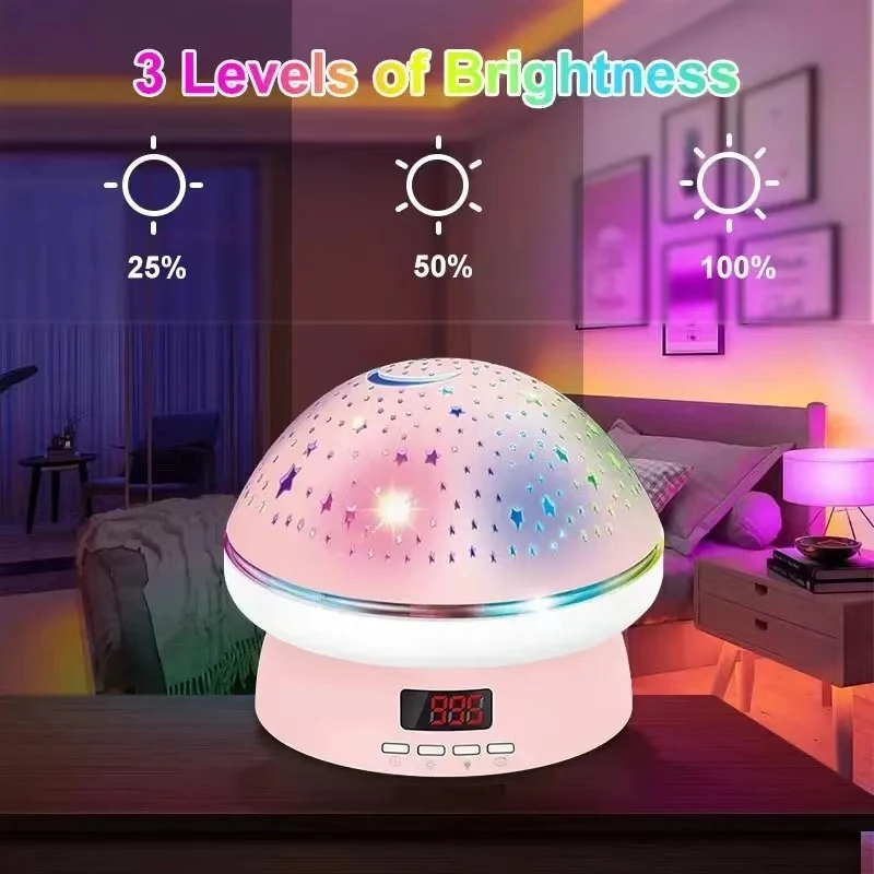 Mushroom Star Night Lamp Starry Sky Night Light Projector Baby Lamp Decor Rotating Starry Nursery Room Decoration Children Gift