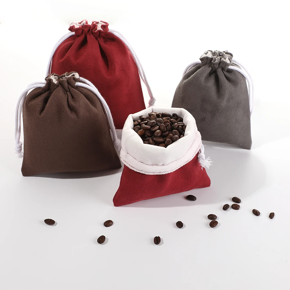 

Logo 2Pcs/lot 12x15cm 14x18cm Double-sided Deerskin Velvet Collectible Drawstring Bags Storage Pouches Cloth Gift Jewelry Bolsa