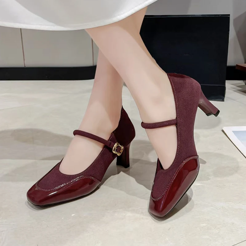 

Square Toe High Heels Women Sandals Mary Jane Shoes Summer Shoes Woman 2025 Sexy Chunky Shoes Dress Wedding Pumps Zapatillas