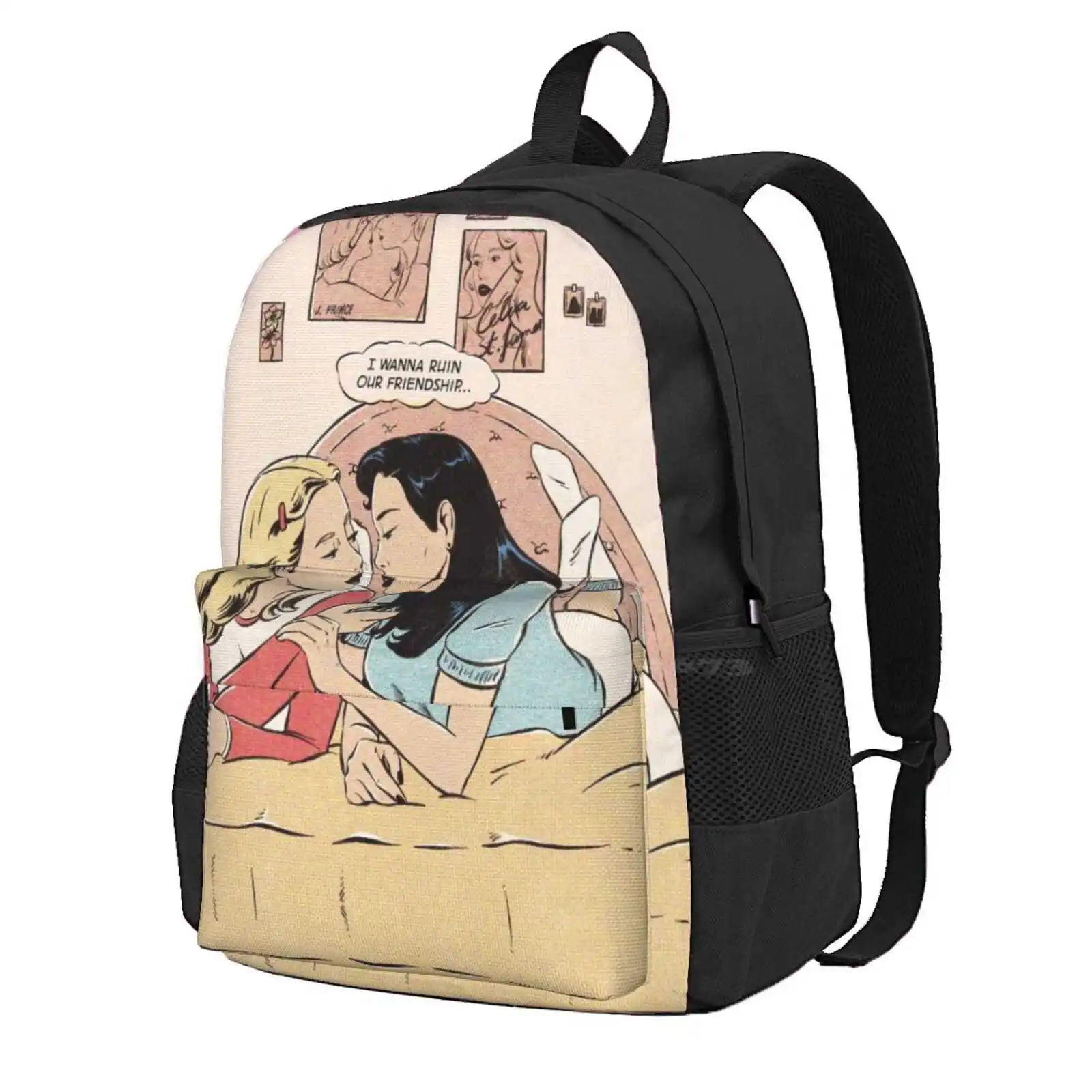 Ruin Our Friendship Hot Sale Schoolbag Backpack Fashion Bags Lesbian Art Sapphic Art Queer Love Gay Love Lesbian Couple Sapphic