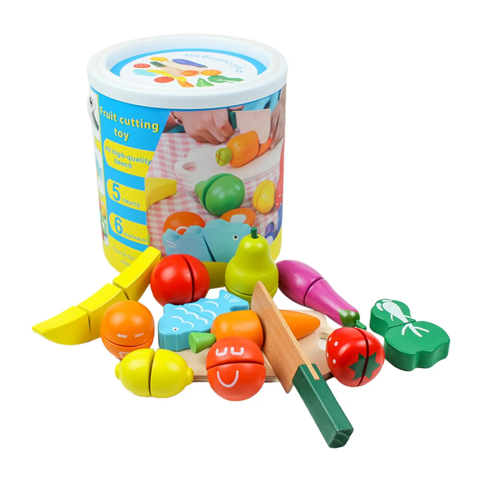 Gioca con il giocattolo del cibo set da gioco educativo finta giocattoli da cucina giocattoli da taglio in legno di frutta e verdura per bambini di età compresa tra 1 e 3 anni