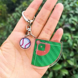 Acrylic Baseball field football field Keychain Double Sided Mini Sports Keyring Bag Pendant Key Chains Souvenir Gift wholesale