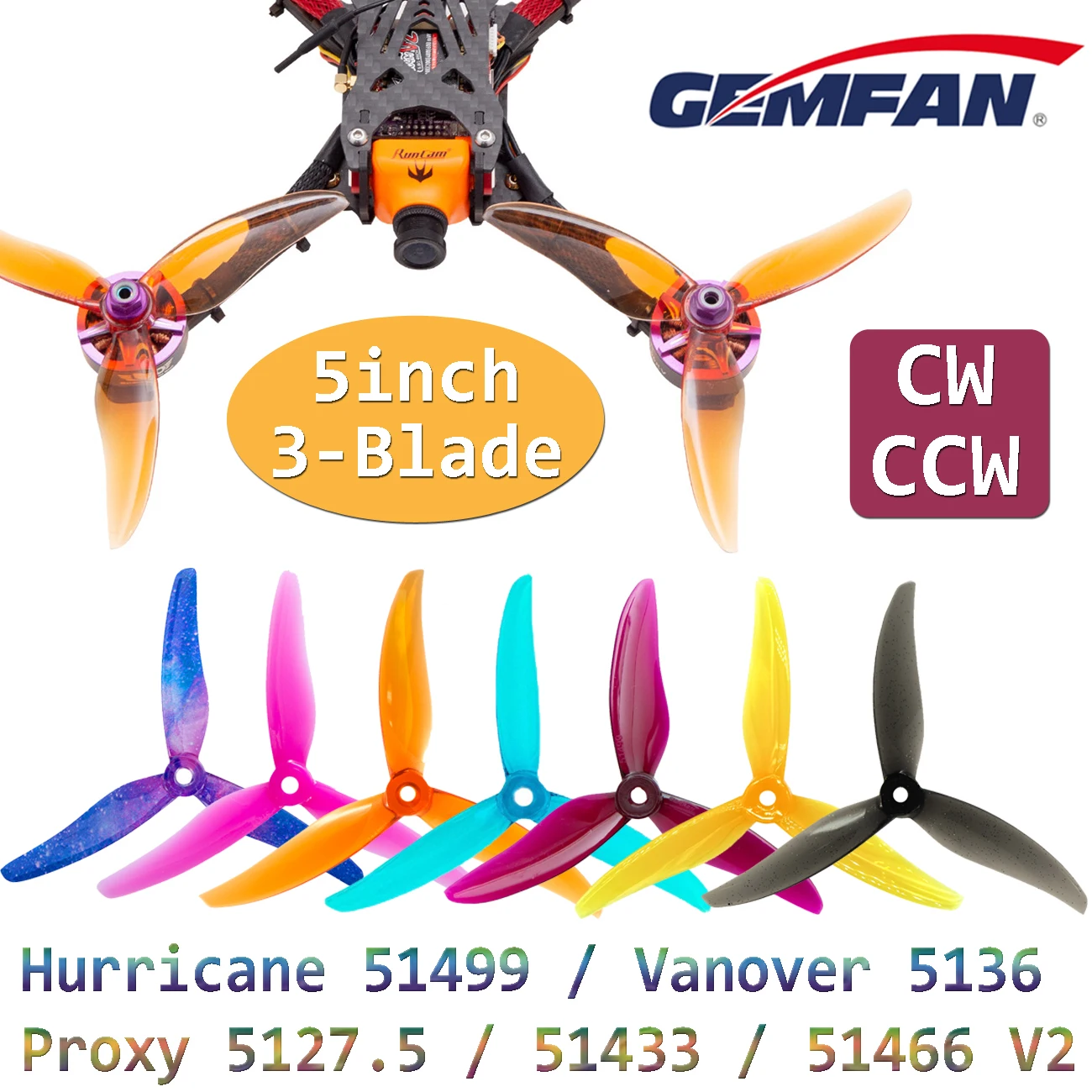 Drone Frame 5 Inch - 2 paar Gemfan Hurricane 51499 /