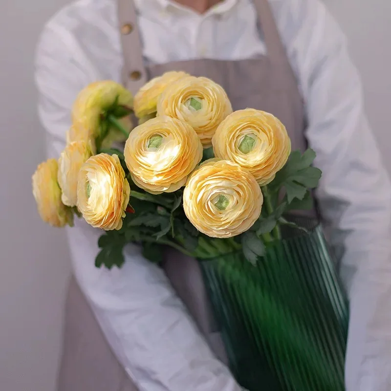 Buquê de flores artificiais de lótus amarelo, 8 peças, arranjo floral de lótus branco para decoração de casamento em casa, primavera verão