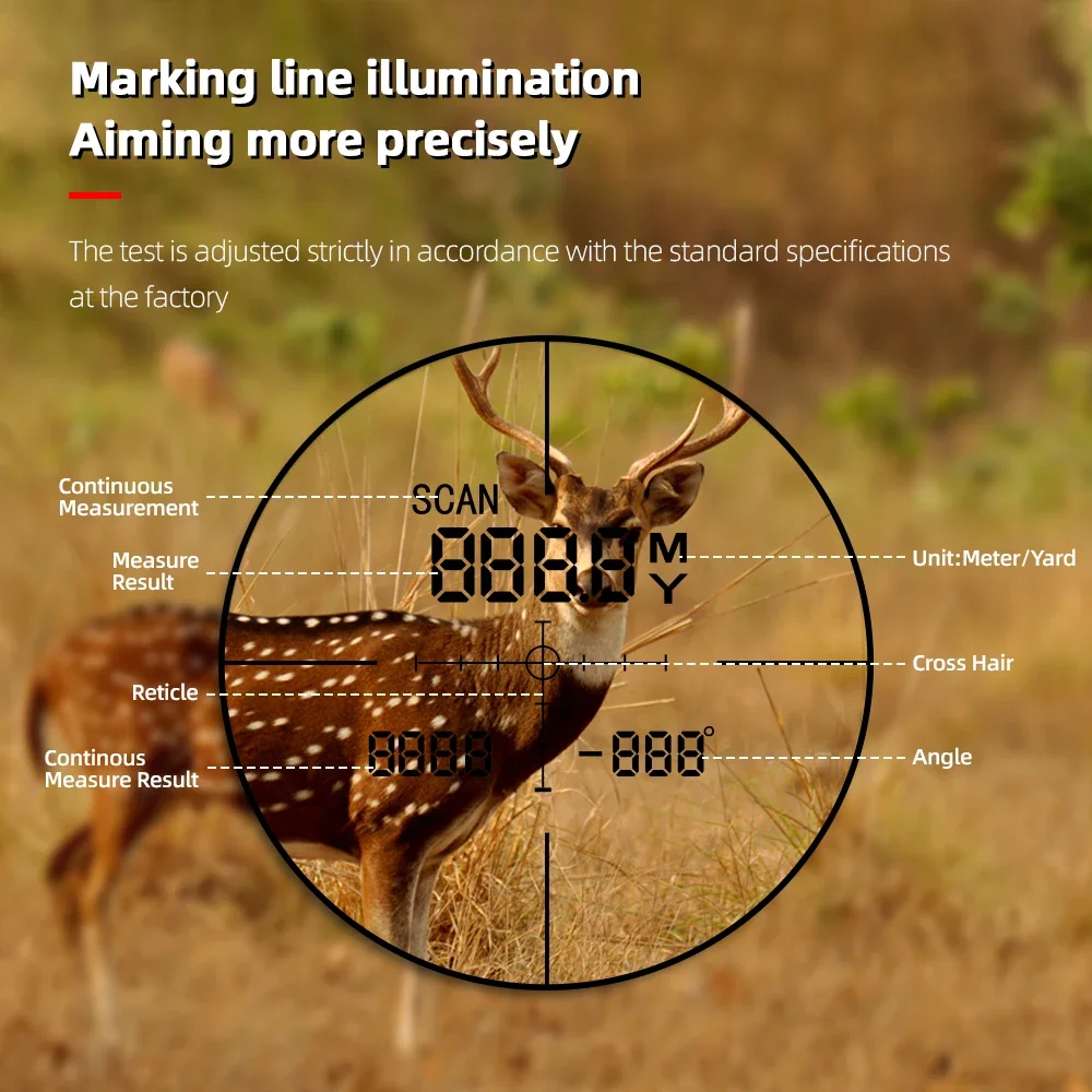 Angle Measurement 6.67mm Exit Pupil Diameter 40mm Diameter of Pupil 905nm Laser Wavelength Hunting Finder Sight Optical Aiming