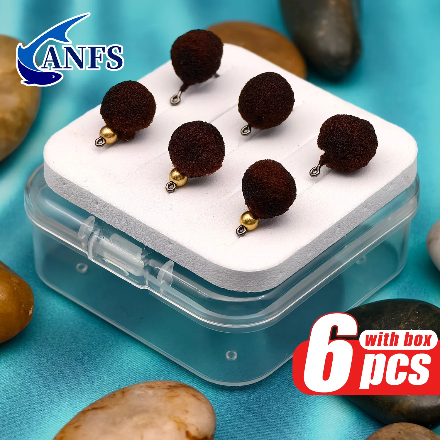 ANFS 6 قطع من ذباب البيض مع صندوق تخزين مثالي لسمك السلور وسمك السلور وسمك السلمون المرقط هدية مذهلة للصياد