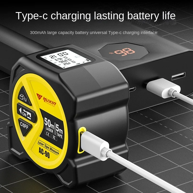 Home Renovation Dual-Function Laser Tape Measure with Infrared HD Smart Digital Display for Height and Distance Measurement