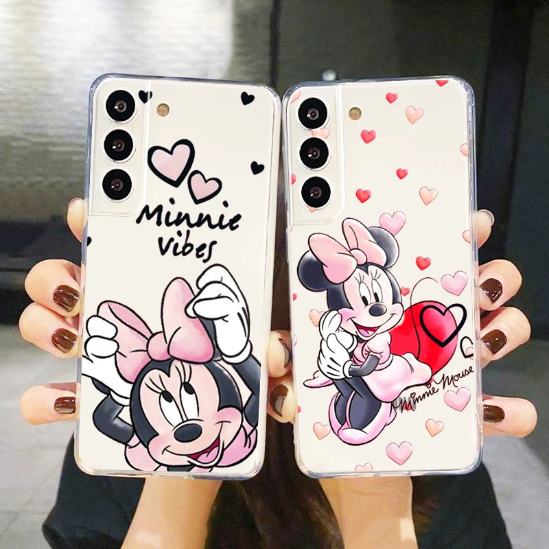 

Pink Disney Minnie Mouse For Samsung Galaxy S23 S22 S21 S20 Ultra Plus Pro S10 S9 S8 S7 4G 5G Transparent Soft Phone Case Fundas